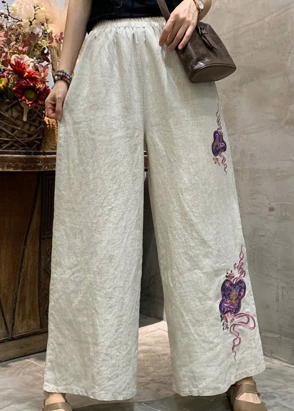 2024 Linen colour Pockets Linen Wide Leg Pants Summer