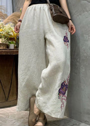 2024 Linen colour Pockets Linen Wide Leg Pants Summer