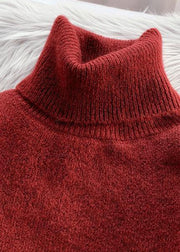 Turtleneck sweater women loose burgundy net red inner padded top - SooLinen