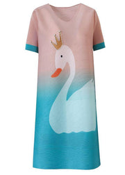 Unique Baby blue Print swan A Line Party Dress Summer - SooLinen