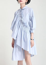 Unique Black Asymmetrical Design Patchwork Summer Robe Dresses - SooLinen