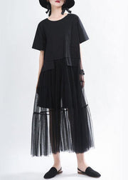 Unique Black O-Neck Patchwork Tulle Summer Party Dress - SooLinen