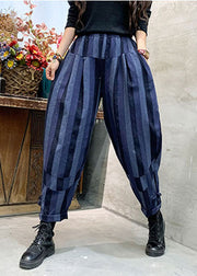 Unique Blue Striped Cotton casual Pants Spring