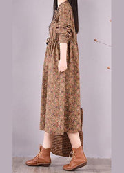 Unique Chocolate Print Wardrobes O Neck Patchwork Maxi Spring Dress - SooLinen