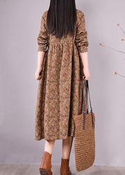 Unique Chocolate Print Wardrobes O Neck Patchwork Maxi Spring Dress - SooLinen