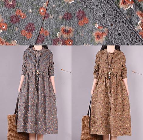 Unique Chocolate Print Wardrobes O Neck Patchwork Maxi Spring Dress - SooLinen