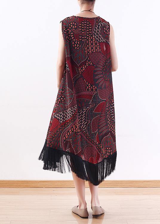 Unique Coffee Print Chiffon V Neck Party Dress - SooLinen