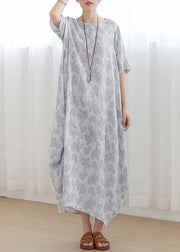 Unique Light Grey Linen Asymmetric Design Dress In Summer - SooLinen