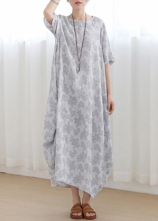 Unique Light Grey Linen Asymmetric Design Dress In Summer - SooLinen