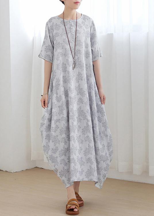 Unique Light Grey Linen Asymmetric Design Dress In Summer - SooLinen