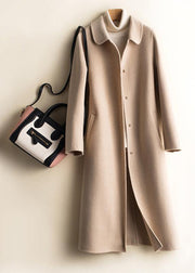 Unique Peter pan Collar pockets fine trench coat brown daily women Woolen Coats - SooLinen