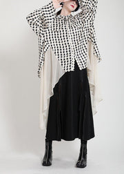 Unique White Print Patchwork asymmetrical design Trench Summer - SooLinen