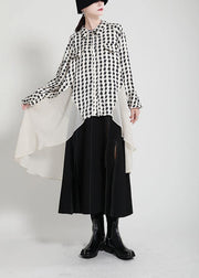 Unique White Print Patchwork asymmetrical design Trench Summer - SooLinen