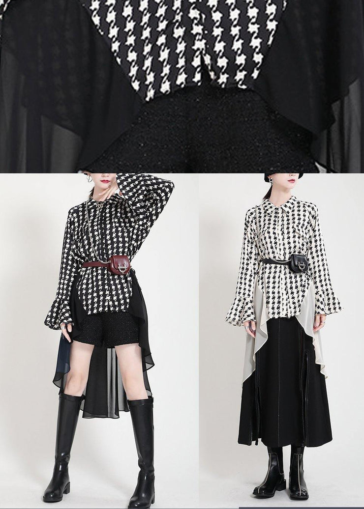 Unique White Print Patchwork asymmetrical design Trench Summer - SooLinen