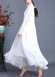 Unique White Summer Button Lace Long Cardigans - SooLinen