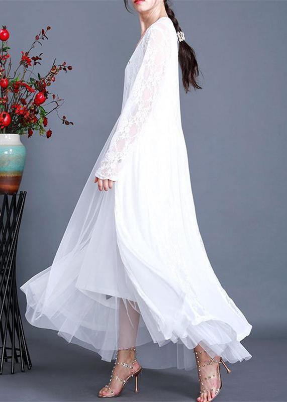 Unique White Summer Button Lace Long Cardigans - SooLinen