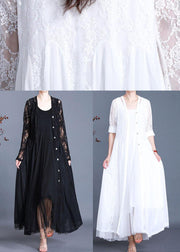 Unique White Summer Button Lace Long Cardigans - SooLinen