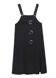 Unique black cotton dresses asymmetric loose summer Dress - SooLinen