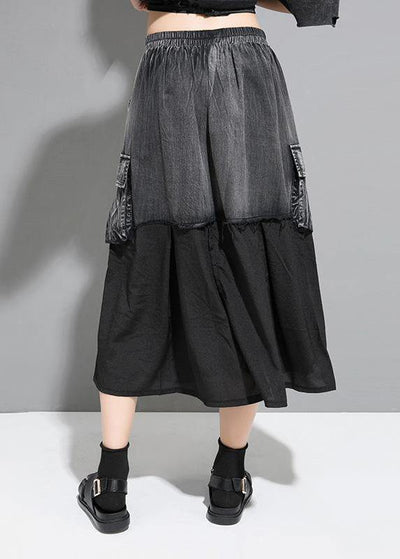 Unique cotton Fitted Street Personality Chiffon Stitching A-Line Skirt - SooLinen