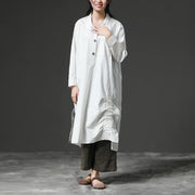 Unique cotton clothes Drops Design White Long Sleeve Cotton Casual Shirt Dress