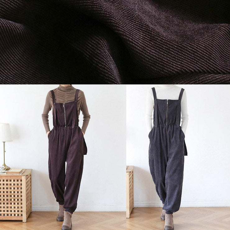 Unique dark blue high waist spring jumpsuit pants - SooLinen