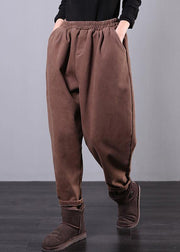 Unique elastic waist chothes women's chocolate Inspiration pockets harem pants - SooLinen