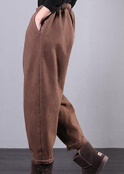 Unique elastic waist chothes women's chocolate Inspiration pockets harem pants - SooLinen