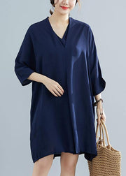 Unique half sleeve Chiffon 0Work Outfits blue Dress summer - SooLinen