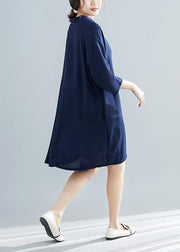 Unique half sleeve Chiffon 0Work Outfits blue Dress summer - SooLinen