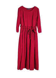 Unique red Robes o neck Cinched Dresses spring Dresses - SooLinen