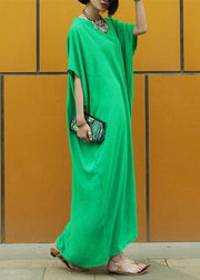 Vivid Baggy Caftan Jade Green Loose Dress - SooLinen