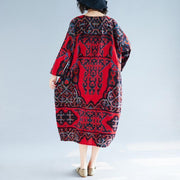 Vivid baggy linen cotton clothes For Women Pakistani Shape red print Love Dress