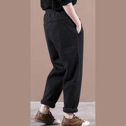 Vivid black pants  spring elastic waist pockets Photography trousers - SooLinen