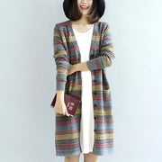 Warm casual knit outwear rainbow baggy loose long sleeve mid sweater cardigans