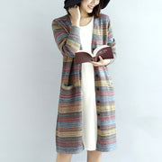 Warm casual knit outwear rainbow baggy loose long sleeve mid sweater cardigans