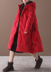 Warm red winter outwear plus size clothing snow jackets winter hooded coats - SooLinen