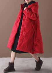 Warm red winter outwear plus size clothing snow jackets winter hooded coats - SooLinen