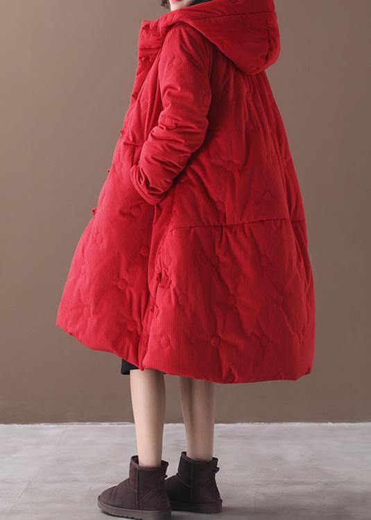 Warm red winter outwear plus size clothing snow jackets winter hooded coats - SooLinen