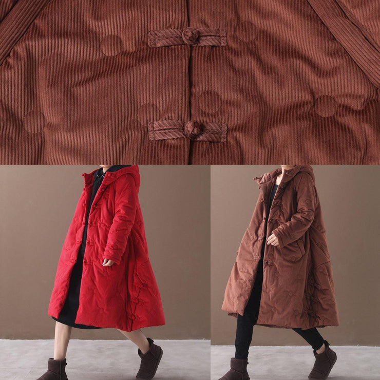 Warm red winter outwear plus size clothing snow jackets winter hooded coats - SooLinen