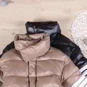 Warm snow jackets overcoat chocolate stand collar zippered goose Down coat - SooLinen