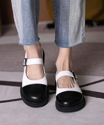 White Faux Leather Fashion Splicing Flat Feet Shoes - SooLinen