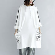 White hoodies oversized women plus size winter dresses casual pullover