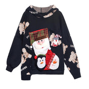 Winter black Christmas design clothes o neck plus size knit sweat tops - SooLinen