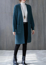 Winter knit sweat tops oversize blue pockets baggy coats - SooLinen