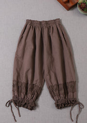 Women Chocolate Lace Patchwork lantern Pants Spring