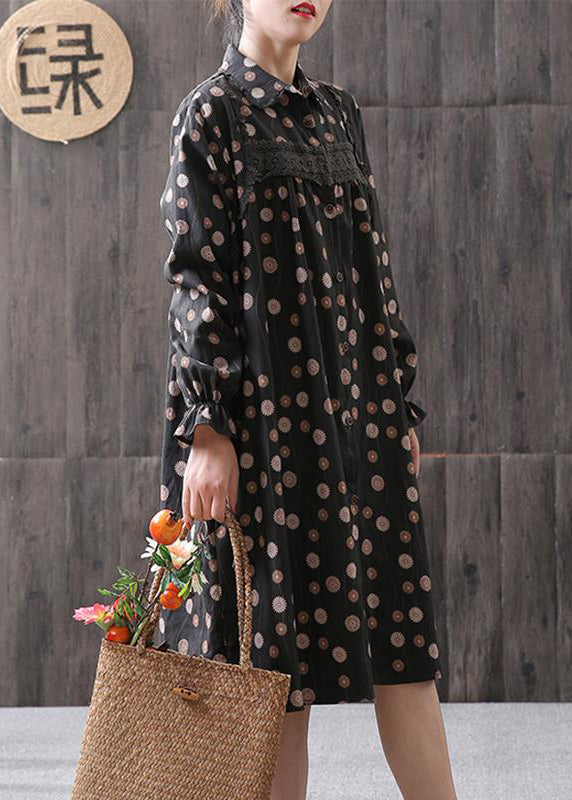 Women Floral Printing Spliced Midi Dress