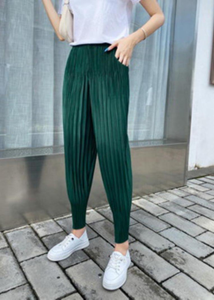 Women Green Chiffon lantern Summer Pants - SooLinen