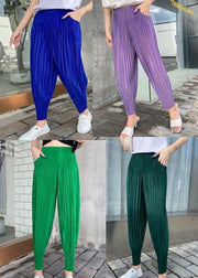 Women Green Chiffon lantern Summer Pants - SooLinen