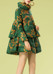 Women Green Embroideried warm Duck Down Winter Coats