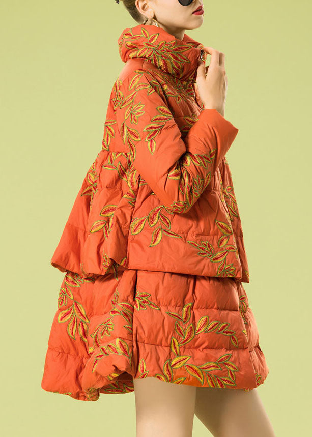 Women Green Embroideried warm Duck Down Winter Coats